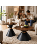 ABRIHOME Couchtisch Set in Walnuss Schwarz 2-tlg rund mit Konus Metall