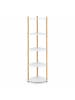 relaxdays Eckregal in Weiß/ Natur - (B)38 x (H)125 x (T)25 cm