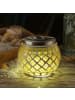 MARELIDA LED Solar Windlicht Mosaik Solarglas H: 9cm in gelb