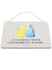 Mr. & Mrs. Panda Wandbild Holz Wellensittich Liebe mit Spruch in Grau Pastell