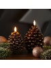 MARELIDA LED Kerze Tannenzapfen Echtwachs H: 13cm in braun