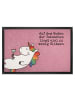 Mr. & Mrs. Panda Fußabstreifer Einhorn Blümchentail Design mit Spruch in Weiß