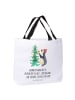 Mr. & Mrs. Panda Tote Bag Pinguin Weihnachtsbaum mit Spruch in Weiß