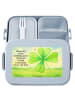 Mr. & Mrs. Panda Bentobox Blume Kleeblatt Design mit Spruch in Blau Pastell