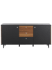 Beliani Sideboard KURO in Schwarz/Braun - (W) 160 x (H) 74 x (L) 40 cm