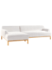 Beliani Ecksofa SOSJO in Weiß/Braun - (W) 251 x (H) 74 x (L) 132 cm rechtsseitig