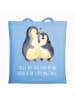 Mr. & Mrs. Panda Jutebeutel Pinguin umarmen mit Spruch in Sky Blue