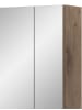 Inn.Furn Spiegelschrank Eiche Nox, Badschrank Spiegel 3-türig / 3D, 9 Fächer 60 x 70 cm