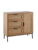 KADIMA DESIGN Kommode 80x82x36 cm Flurkommode Eiche-Dekor & Rattan, Sideboard mit