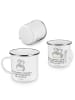 Mr. & Mrs. Panda Camping Emaille Tasse 7. Hochzeitstag Kupferhoc... in Weiß