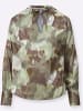 creation L Satin-Bluse in khaki-lindgrün-bedruckt