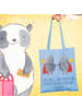 Mr. & Mrs. Panda Tragetasche Zwillinge Abenteuer mit Spruch in Sky Blue