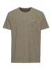 Camel Active Kurzarm T-Shirt aus Baumwoll-Leinen-Mix in Khaki