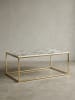KADIMA DESIGN Couchtisch 100x60x40 cm mit Marmor Optik / Gold, Wohnzimmertisch in Weiß