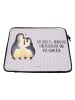 Mr. & Mrs. Panda Laptop Tasche Pinguine Einschlafen mit Spruch in Grau Pastell
