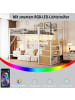 ABRIHOME Etagenbett in Weiß mit LED Lichtleisten Treppe und Stauraum 140x200 cm  