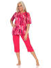 NORMANN Kurzarm Schlafanzug Capri Pyjama Shorty in pink