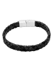 Steel_Art Herrenarmband Lederarmband Mika in Schwarz