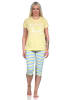 NORMANN er Capri Schlafanzug kurzarm Pyjama Hose geringelt in gelb