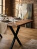 KADIMA DESIGN Esstisch Massivholz Industrial, Akazieholz mit X-Beinen