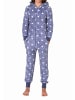 NORMANN Jumpsuit Schlafanzug Overall Coralfleece Tupfen - 76788 in blau