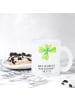 Mr. & Mrs. Panda Teetasse Blume Kleeblatt mit Spruch in Transparent