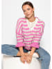 SASSYCLASSY Gestreifter Cardigan mit 3/4-Ärmeln in Pink