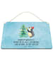 Mr. & Mrs. Panda Holzschild Pinguin Weihnachtsbaum mit Spruch in Eisblau
