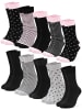 Occulto 10er Pack Muster Socken Milka in Schwarz/Pink