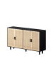 ABRIHOME 158 cm Sideboard mit Rattan Deko in Schwarz