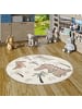Pergamon Kinder Teppich Softstar Kids Lustige Dinos Rund in Bunt