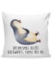 Mr. & Mrs. Panda Kissen 40x40 Pinguin Lachen mit Spruch in Weiß