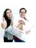 Mr. & Mrs. Panda Kissen Hund Dame mit Spruch in Weiß