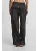 Urban Classics Urban Classics Ladies Structured Striped Relaxed Fit Pants in black/offwhite