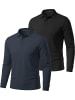 normani 2er Set Herren Langarm Poloshirt Lyroe in Schwarz/Navy
