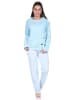 NORMANN langarm Schlafanzug Pyjama Katzen und karierter Jersey Hose - 66205 in hellblau