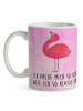 Mr. & Mrs. Panda Kaffeetasse Flamingo Stolz mit Spruch in Aquarell Pink