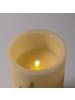 MARELIDA XXL LED Kerze mit Farndruck Echtwachs flackernd in creme - H: 20cm