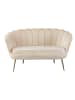 SalesFever Muschelsofa 2-Sitzer elegant Beine Chrom goldfarben und Samtbezug in Beige
