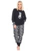 NORMANN Pyjama Schlafanzug Bündchen und Hose Animalprint - 84618 in schwarz