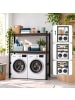 relaxdays Waschmaschinenregal in Schwarz/ Braun - (B)130 x (H)180 x (T)60 cm