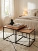 KADIMA DESIGN Industrie-Stil Wohnzimmertisch 2er Set, Holz & Metall, Quadratisch