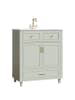 ABRIHOME Waschbeckenunterschrank in Grün mit Keramikbecken Soft Close Schublade 81x45,5x86,5 cm