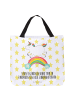 Mr. & Mrs. Panda Henkeltasche Einhorn Regenbogen mit Spruch in Weiß