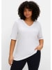 sheego V-Shirt in weiß