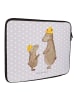 Mr. & Mrs. Panda Laptop Bag Bären mit Hut ohne Spruch in Grau Pastell