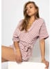 SASSYCLASSY Gestreifte Musselin Wickel Bluse in Altrosa