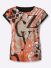 Sieh an! Kurzarm-Shirt in orange-schwarz-bedruckt