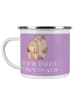 Mr. & Mrs. Panda Camping Emaille Tasse Verlobung Glaube mit Spruch in Lavendeltraum