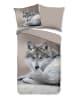 JACK 2 tlg. Mikrofaser Bettwäsche 135x200cm Wolf Spirit in Taupe/ Grau